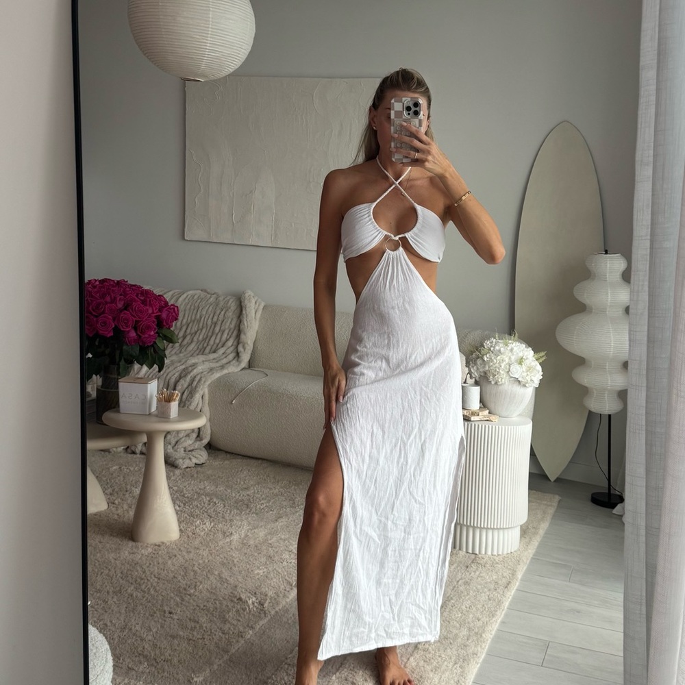 Ya Los Angeles White Backless Maxi Dress